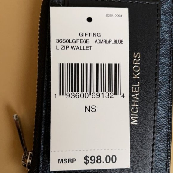 Michael Kors L Zip Mini Wallet Admiral NWT - Picture 12 of 16